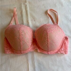 Victoria's Secret Lace Push-Up Bra in Coral Pink.  (22)